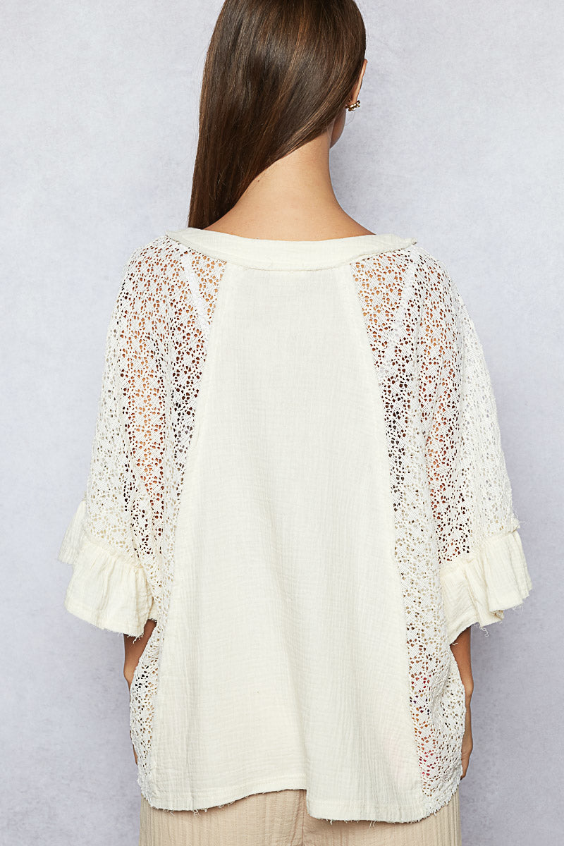 POL Cotton and Crochet, Peace patchwork, Boho-top