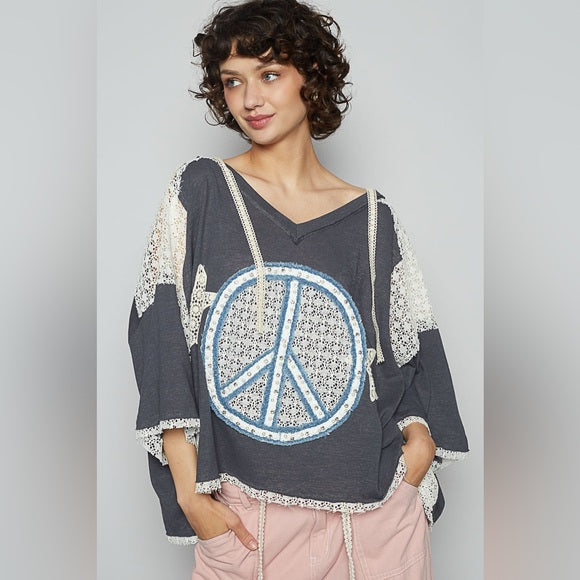 POL Peace & Lace hooded - metal grey