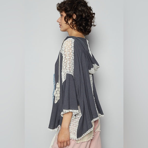 POL Peace & Lace hooded - metal grey