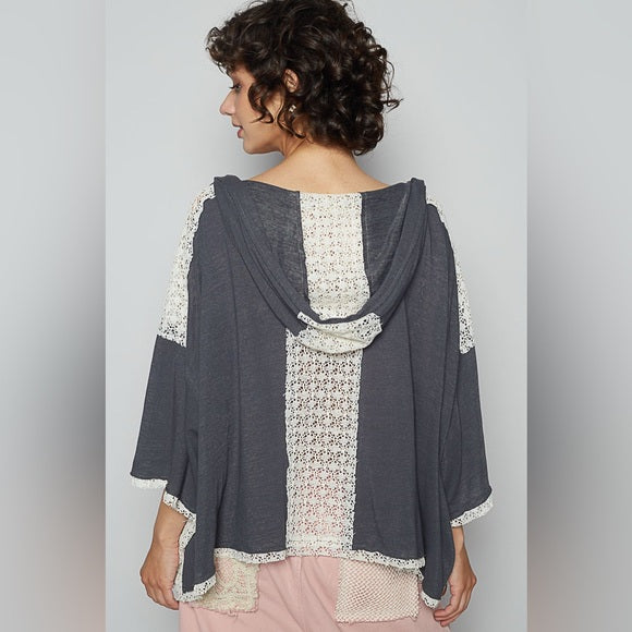 POL Peace & Lace hooded - metal grey
