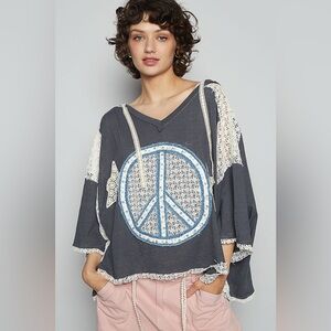 POL Peace & Lace hooded - metal grey